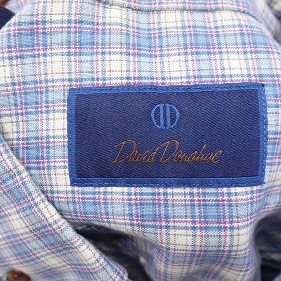 DAVID DONAHUE BLUE PLAID BUTTON DOWN SHIRT MENS SIZE L LARGE - Picture 7 of 8